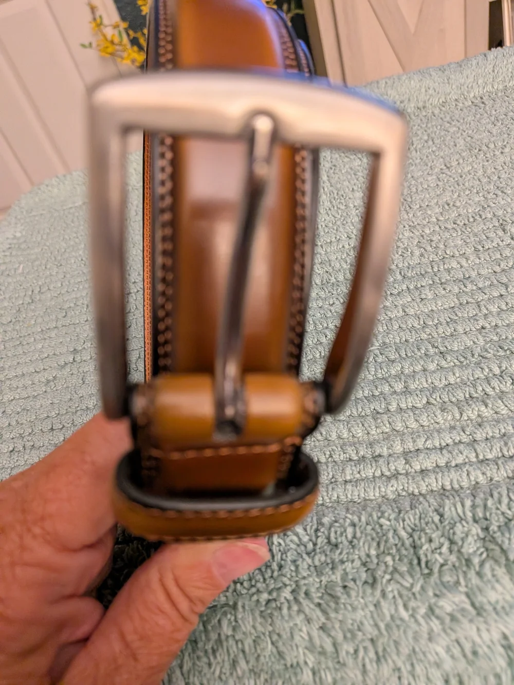 NWOT Cremieux Men's Hand-Burnished Leather Cognac Brown Dress Belt Sz 48